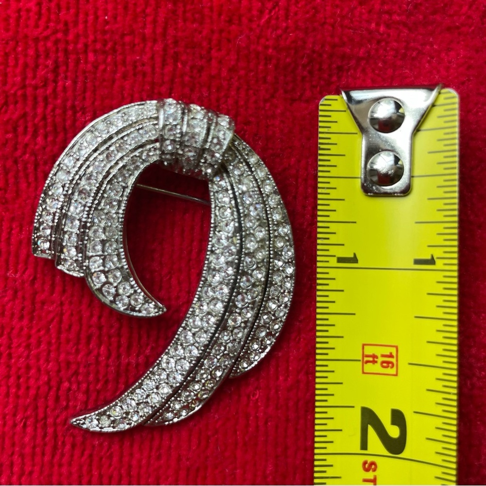 Vintage Rhinestone Silver-tone Brooch Pin - Picture 5 of 5